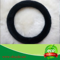 Black Color Rubber Lining Sheepskin Car Steering Wheel Cover